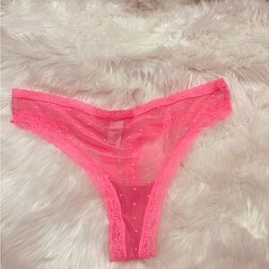 Rare Vintage Victorias Secret Neon Pink Mesh Thong